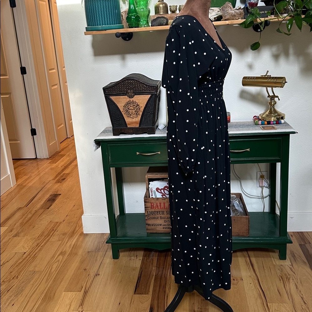 Smock Waist Polka Dot Maxi Dress - Picture 2 of 12